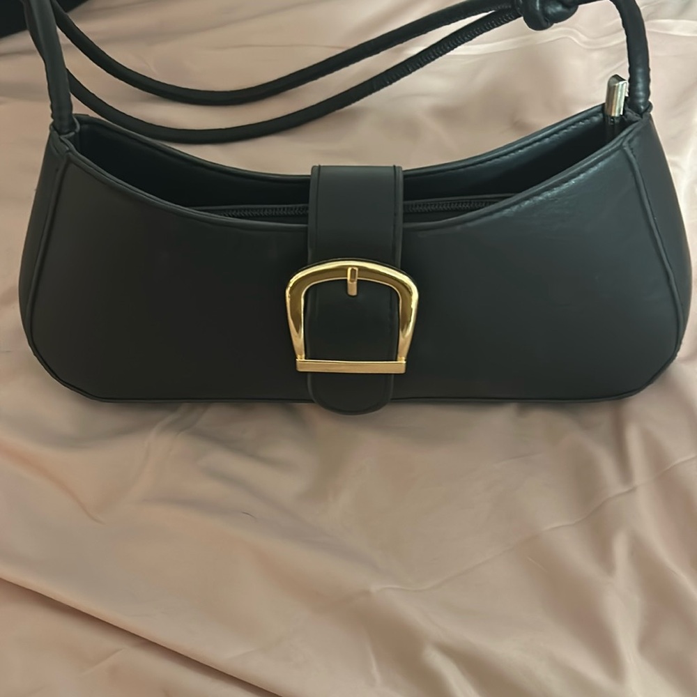 Fashion Nova Black Shoulder Bag W Gold Hardware
